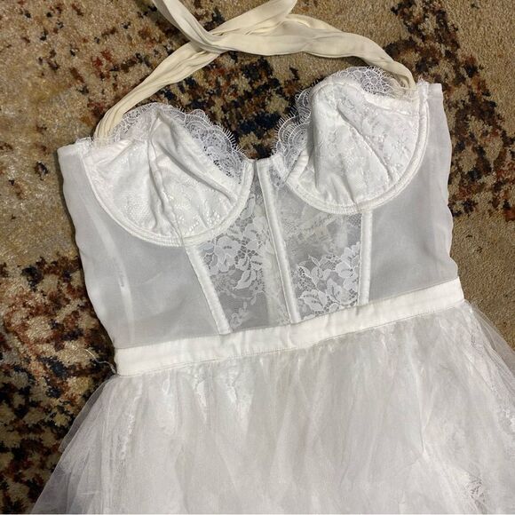 FOR LOVE & LEMONS X REVOLVE Mini Bustier Dress White lace tulle halter S - Picture 11 of 12